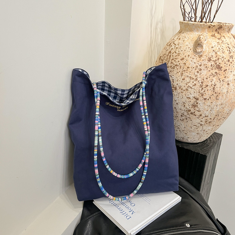 Korean ins trendy casual canvas bag 2025 new style trendy and fashionable large-capacity tote bag versatile shoulder bag Specification drawing