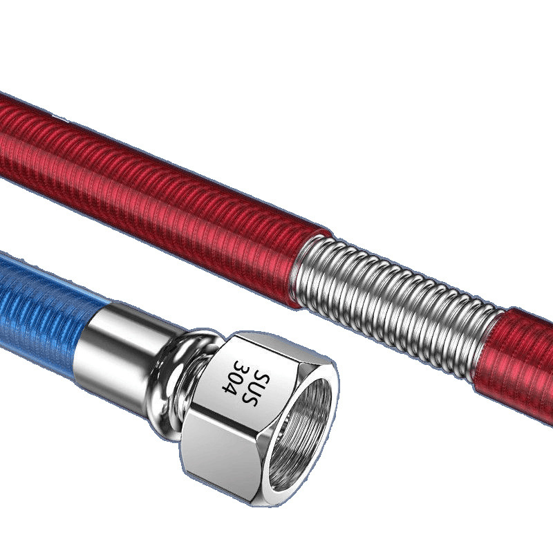 304 stainless steel corrugated pipe water heater cold and hot water inlet pipe, 4-minute hot water pipe, high-temperature resistant flexible hose special connection pipe Item Picture