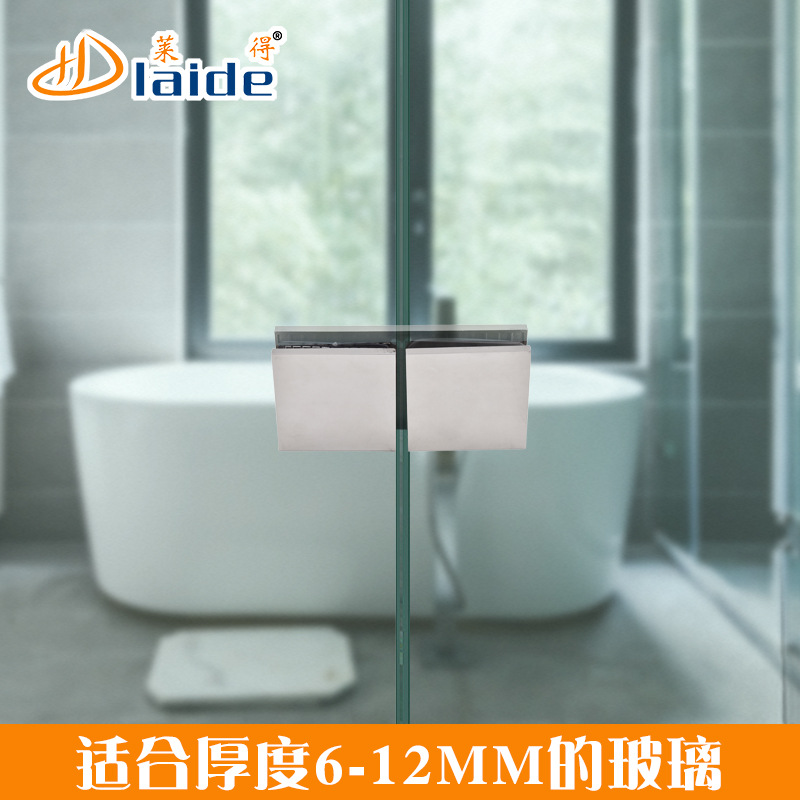 Foreign trade bathroom glass clamps, glass fixing clamps, stainless steel shower room corner codes, shower room glass clamps are precisely cast at 90 degrees details Picture