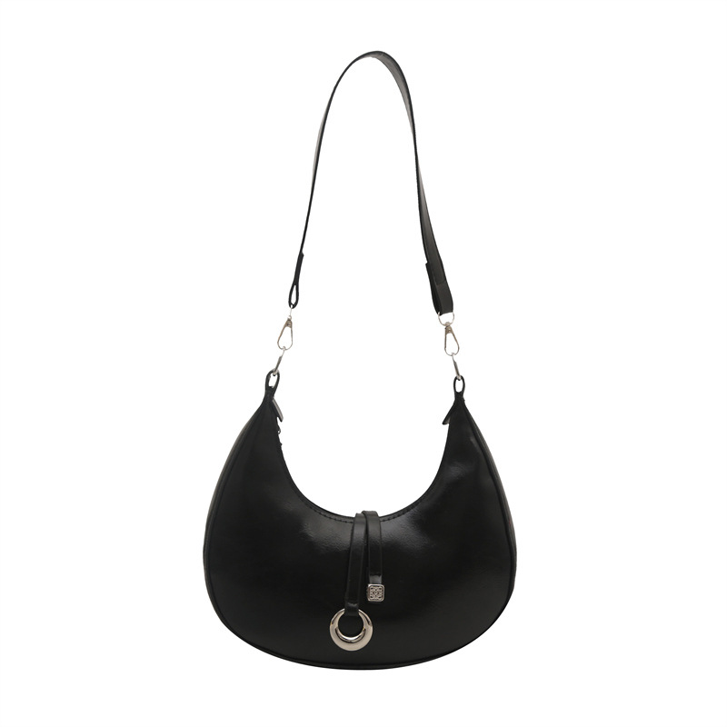 Simple and fashionable crescent-shaped bag for women, 2025 new Korean solid color niche design single-shoulder bag, elegant commuting crossbody bag Item Picture