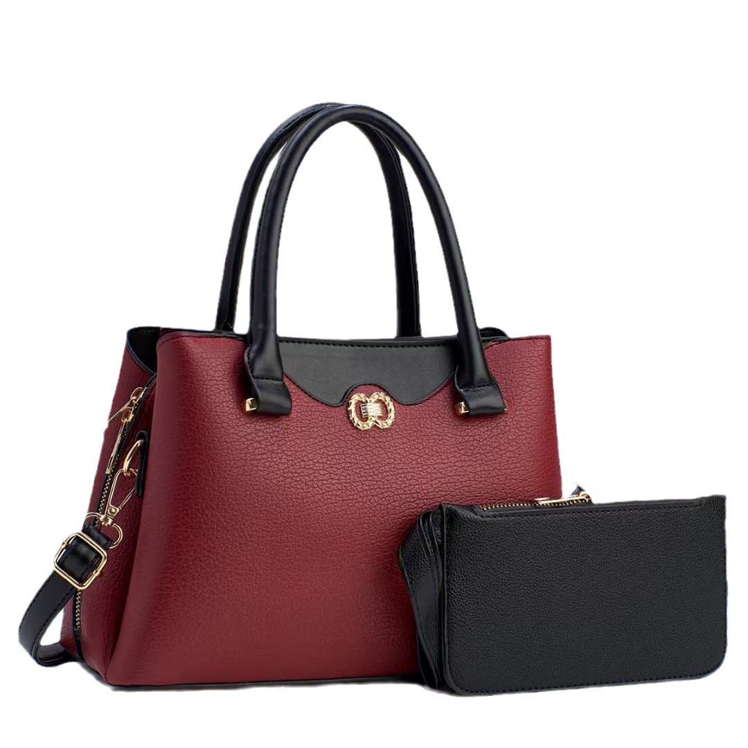 A new two-piece set of women's bags with contrasting colors, a fashionable and trendy cross-border bag, and a single-shoulder crossbody mom bag Item Picture