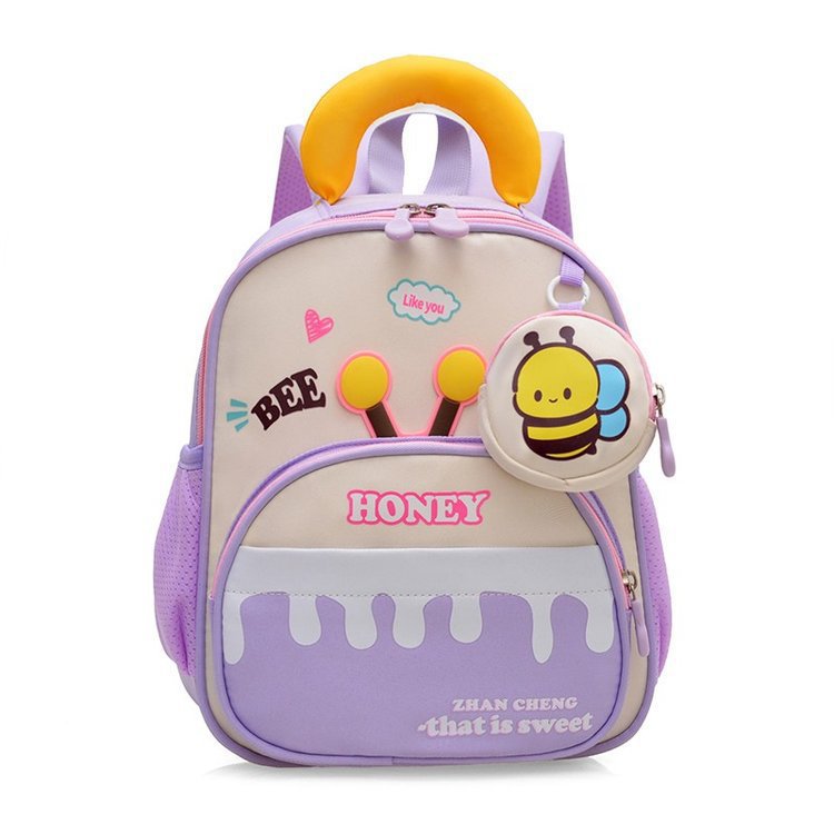 Children 's schoolbag for boys cartoon kindergarten large, medium and small classes 2-3-6 4 years old cute little bee portable backpack for going out Specification drawing