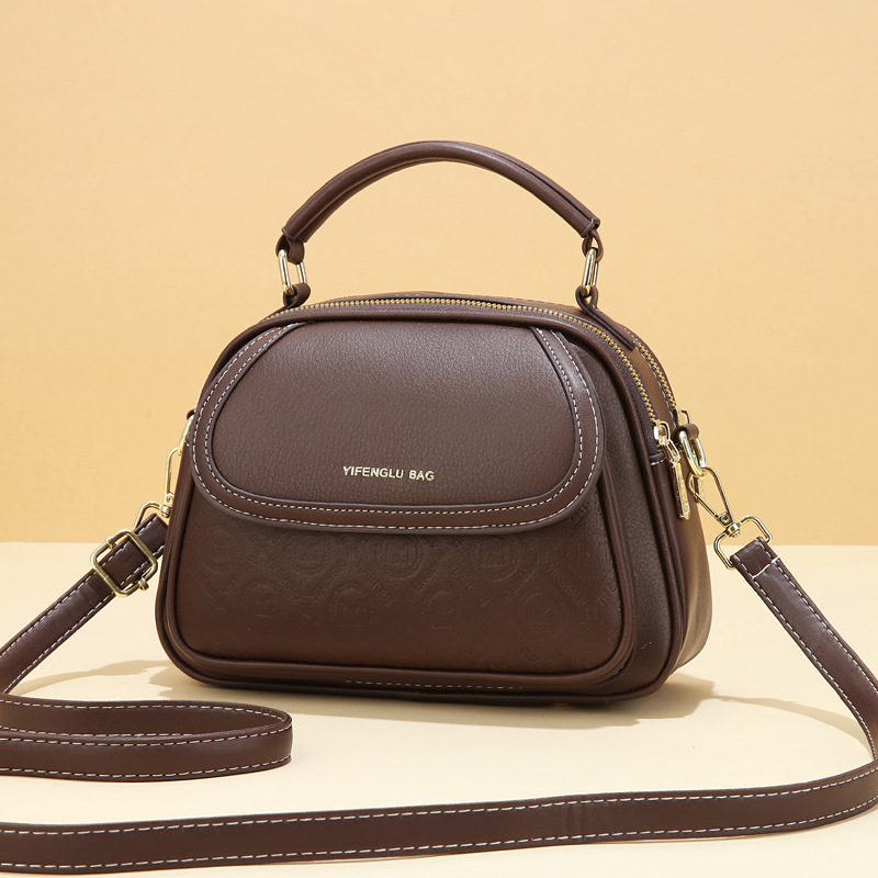 Bag Lady 2025 New multi-layer hand-held Mom bag, fashionable and trendy, single-shoulder textured crossbody bag full figure