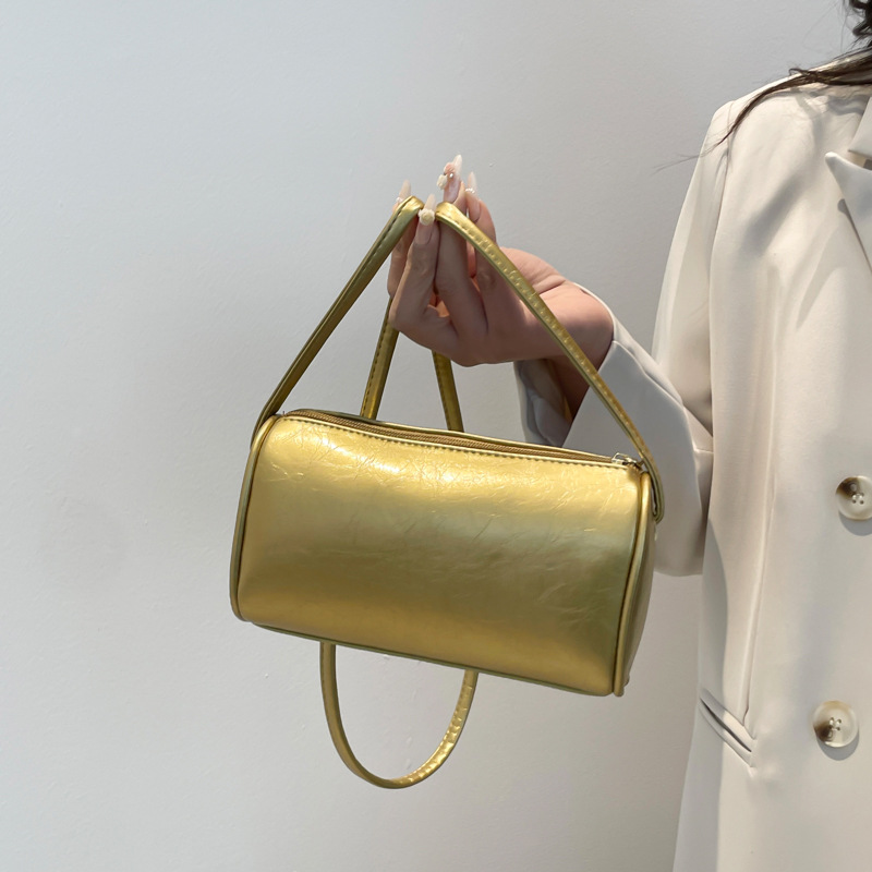 Retro pillow bag for women 2025 new style, fashionable and versatile cylindrical crossbody bag, high-end casual single-shoulder armpit bag for women full figure