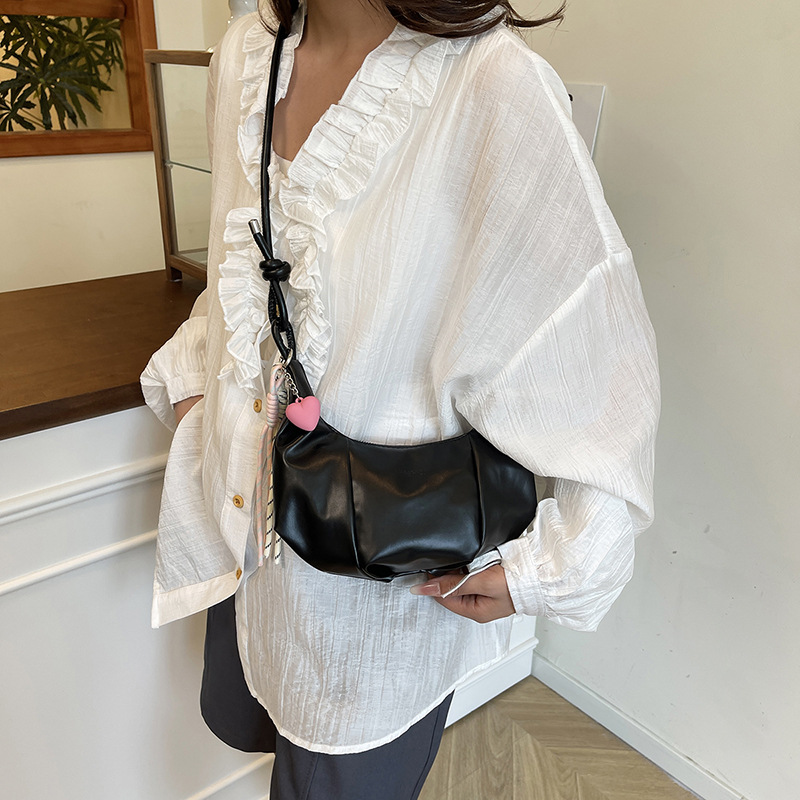 High-end new crescent-shaped bag, retro women's bag, trendy crossbody dumpling bag, cross-border casual and versatile single-shoulder bag Specification drawing