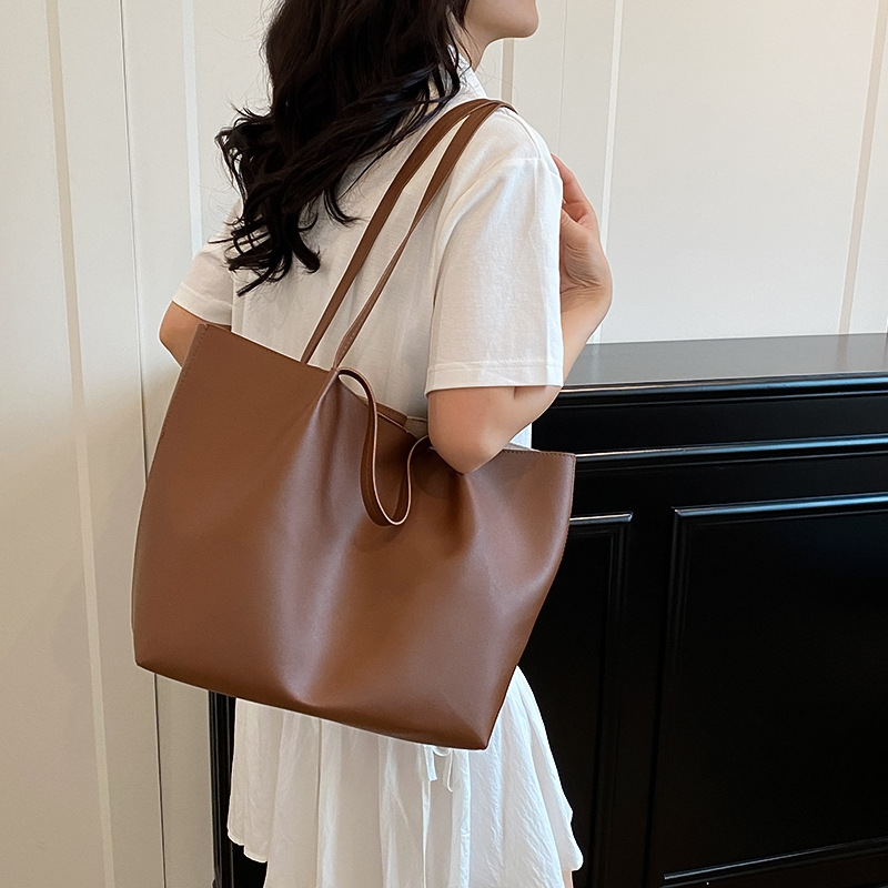 Fashionable and simple single-shoulder tote bag for women, 2025 summer new Korean version, casual commuting, mother and child shopping basket, trendy Specification drawing