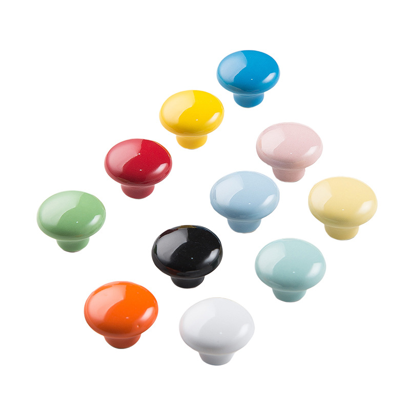 In stock, ceramic handles, round drawer handles, hooks, modern and simple cabinet door handles, children's cartoon stickers Item Picture