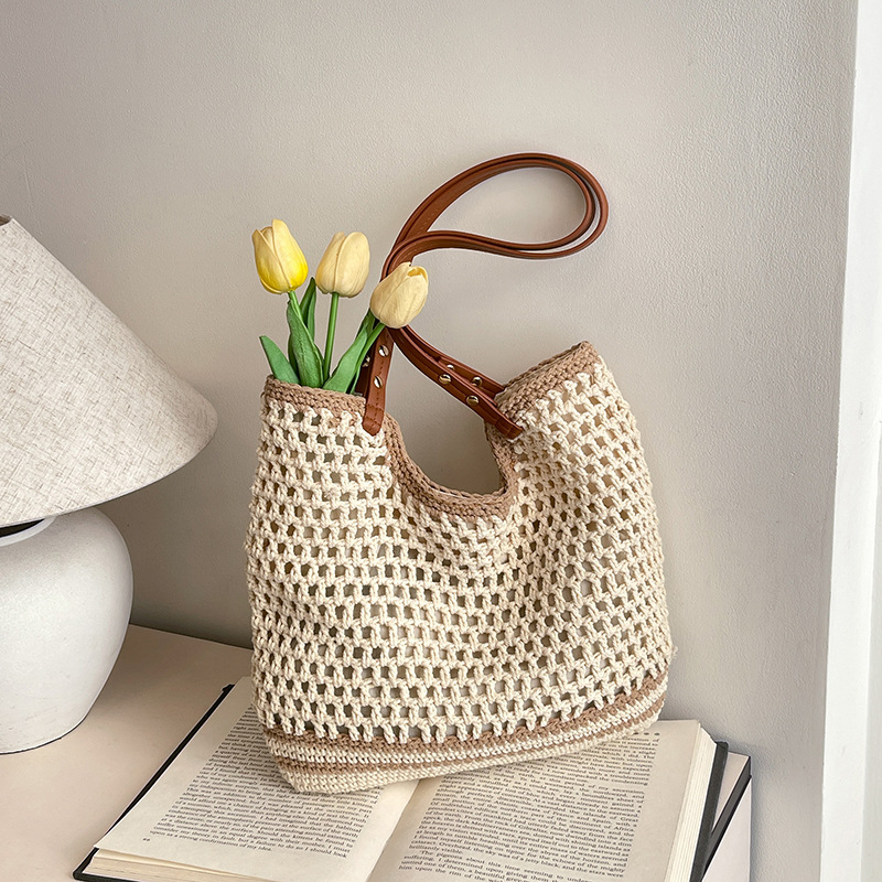 Forest-style artistic retro woven bag, casual bag, 2025 new trendy single-shoulder bag, tote bag, textured underarm bag details Picture