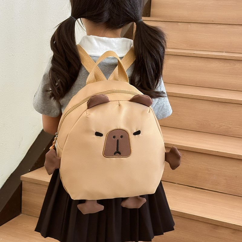 New Korean-style fashionable and cute backpack 2024, cartoon personality and creative schoolbag, large-capacity doll capybara backpack details Picture