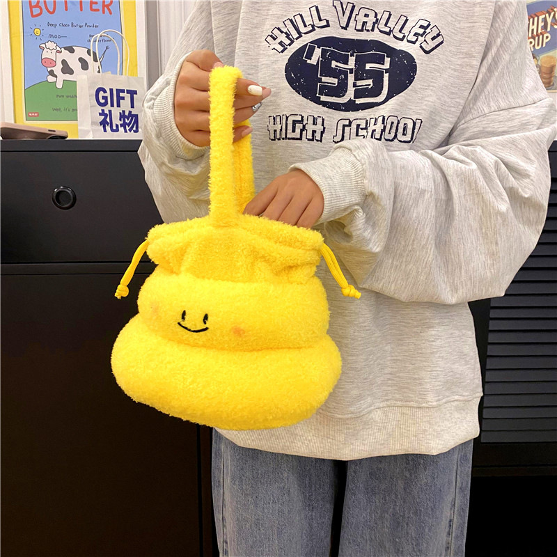 New cartoon creative poop hand-held crossbody bag for girls, cute and funny, niche drawstring single-shoulder bag factory direct sales Specification drawing