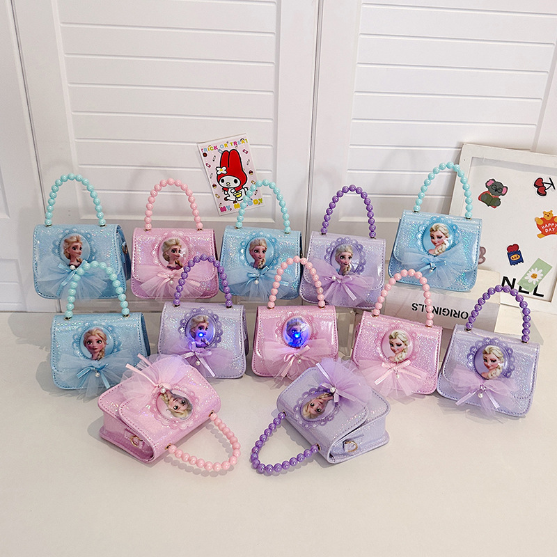 Princess Elsa's new children's crossbody bag, girls' fashionable single-shoulder bag, stylish little girl pearl bag full figure