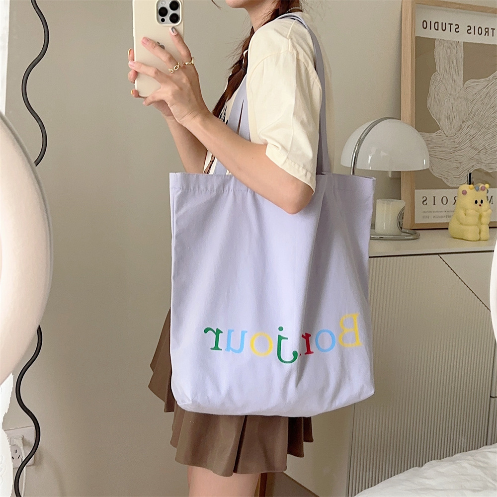36181 canvas bag Summer letter-printed tote bag ins student book large capacity artistic canvas women's bag details Picture