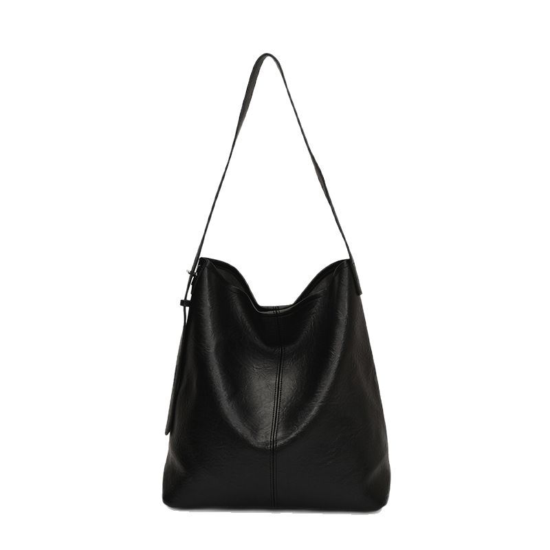 Cross-border high-end quality hand-held bucket bag for women 2025 new style, versatile and fashionable solid color, stylish commuting single-shoulder bag Item Picture