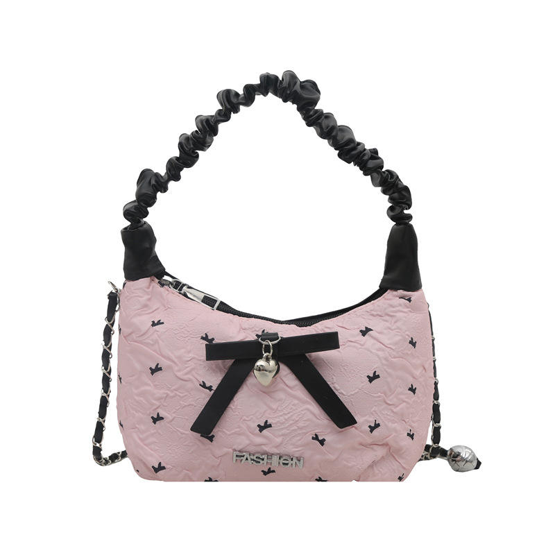 2025 New summer bags: single-shoulder underarm bag, casual bow, stylish and versatile dumpling bag, commuter pleated bag Item Picture