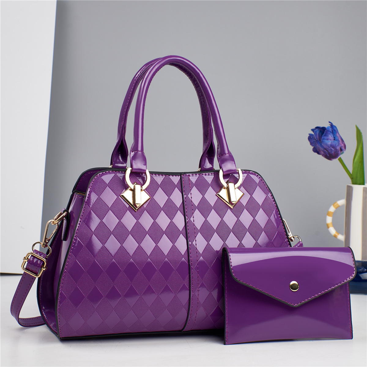 New style mother-and-child bag, solid color splicing, large capacity, stylish texture, single-shoulder crossbody cross-border pu women's bag, one-piece consignment Application Scenario