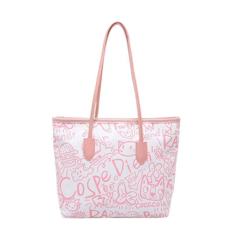 Graffiti canvas bag for women, 2024 new style casual single-shoulder bag, versatile, large-capacity student commuting tote bag Item Picture