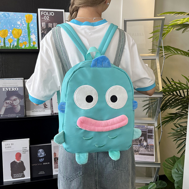 Nylon funny, casual and cute cartoon backpack for students, Korean version, large-capacity lightweight female backpack, cool schoolbag details Picture