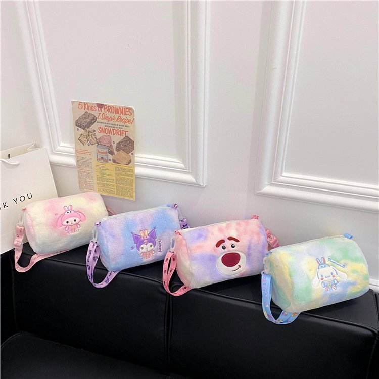 New plush toy, round bucket bag, doll, strawberry bear, Kuromi, foreign trade cartoon claw machine, exchange gift full figure