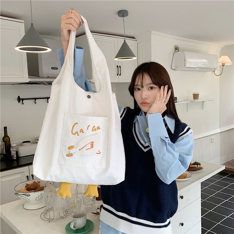 2131 canvas bag for female students, 2022 new style, fresh and simple single-shoulder tote bag, Japanese-style shopping bag, crossbody details Picture