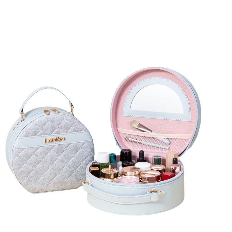 Fashionable large-capacity semi-circular hand-held cosmetics storage bag, portable travel high-end makeup box, bridesmaid souvenir gift box Item Picture