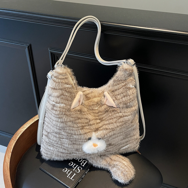 Fluffy women's 2024 new style single-shoulder bag, large-capacity backpack, multi-functional commuting crossbody bag full figure