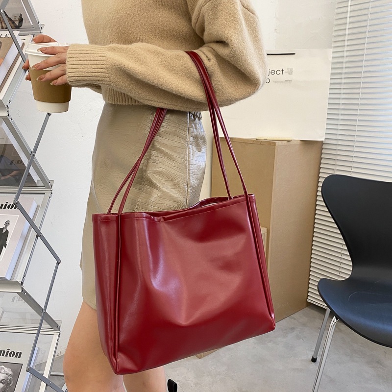 Bag Girl 2020 New Trendy Korean-style single-shoulder bag, large capacity, simple tote bag, hand-purified color large bag Specification drawing