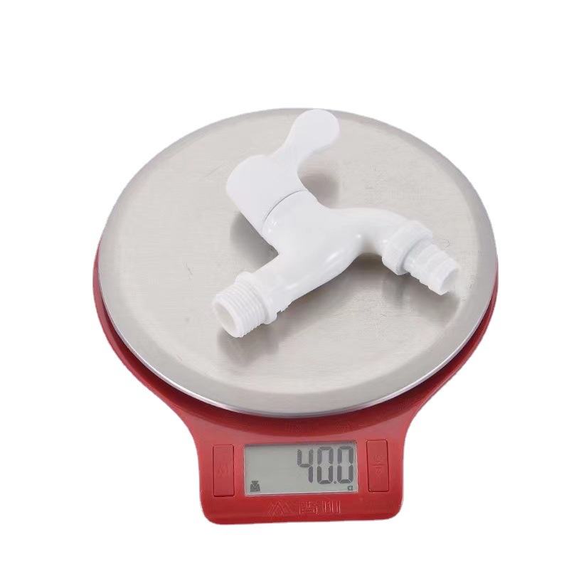 Wholesale of white PP engineering single-cooling 4-minute quick-opening Lian plastic household washing machine faucets from plastic faucet manufacturers Item Picture