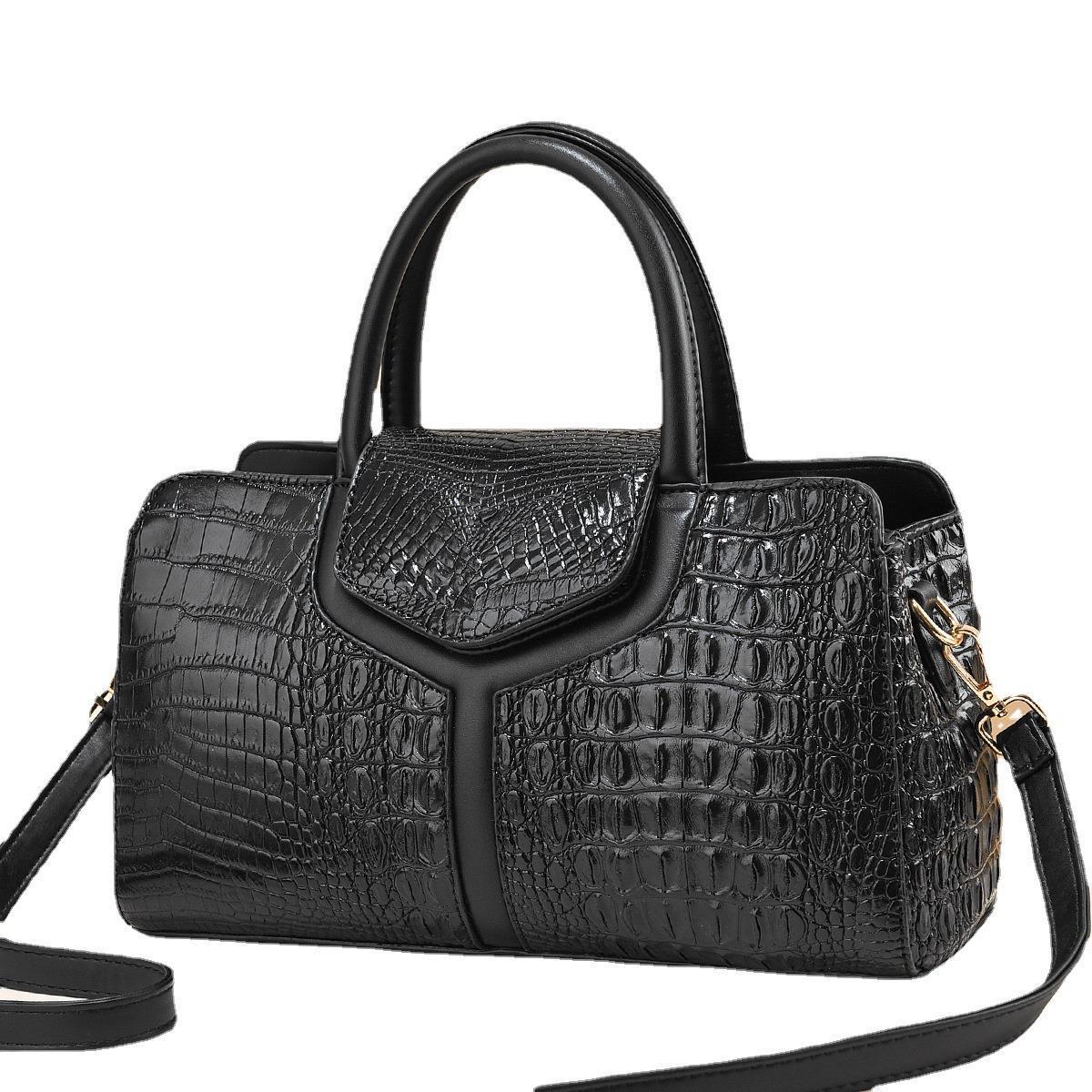 2023 New ostrich pattern spliced high-quality large-capacity cross-border single-shoulder crossbody texture solid color women's large bag Item Picture