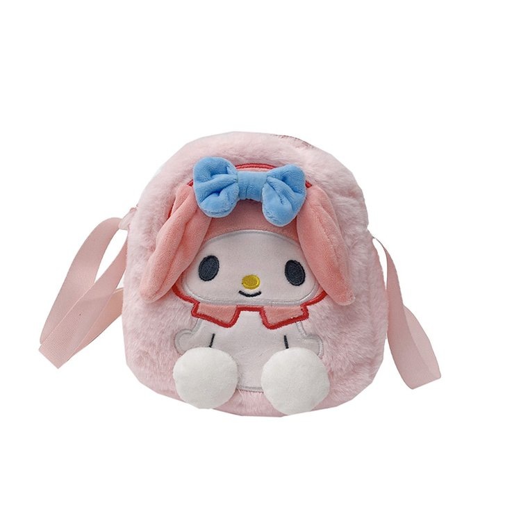 Wholesale cartoon fashion Sanrio plush bags, Japanese-style cute small square bags, children's claw machine dolls, loose change storage bags Item Picture
