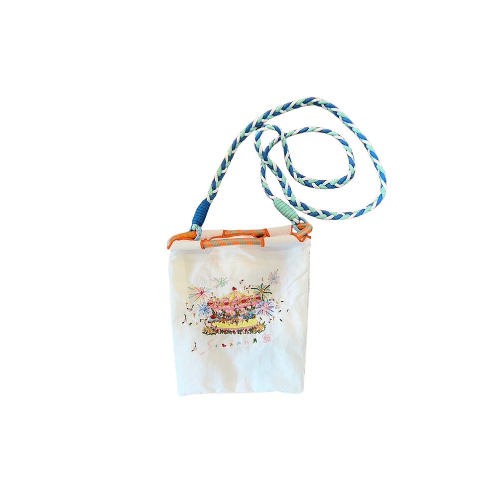 45242 Mini embroidered small cloth bag, Oxford cloth hand-held bag, student crossbody hand-held lipstick, mobile phone storage bag Item Picture