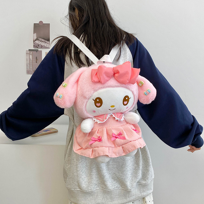 New cartoon plush bag, cute, stylish and trendy backpack, girlish accessory backpack, claw machine doll exchange gift Specification drawing