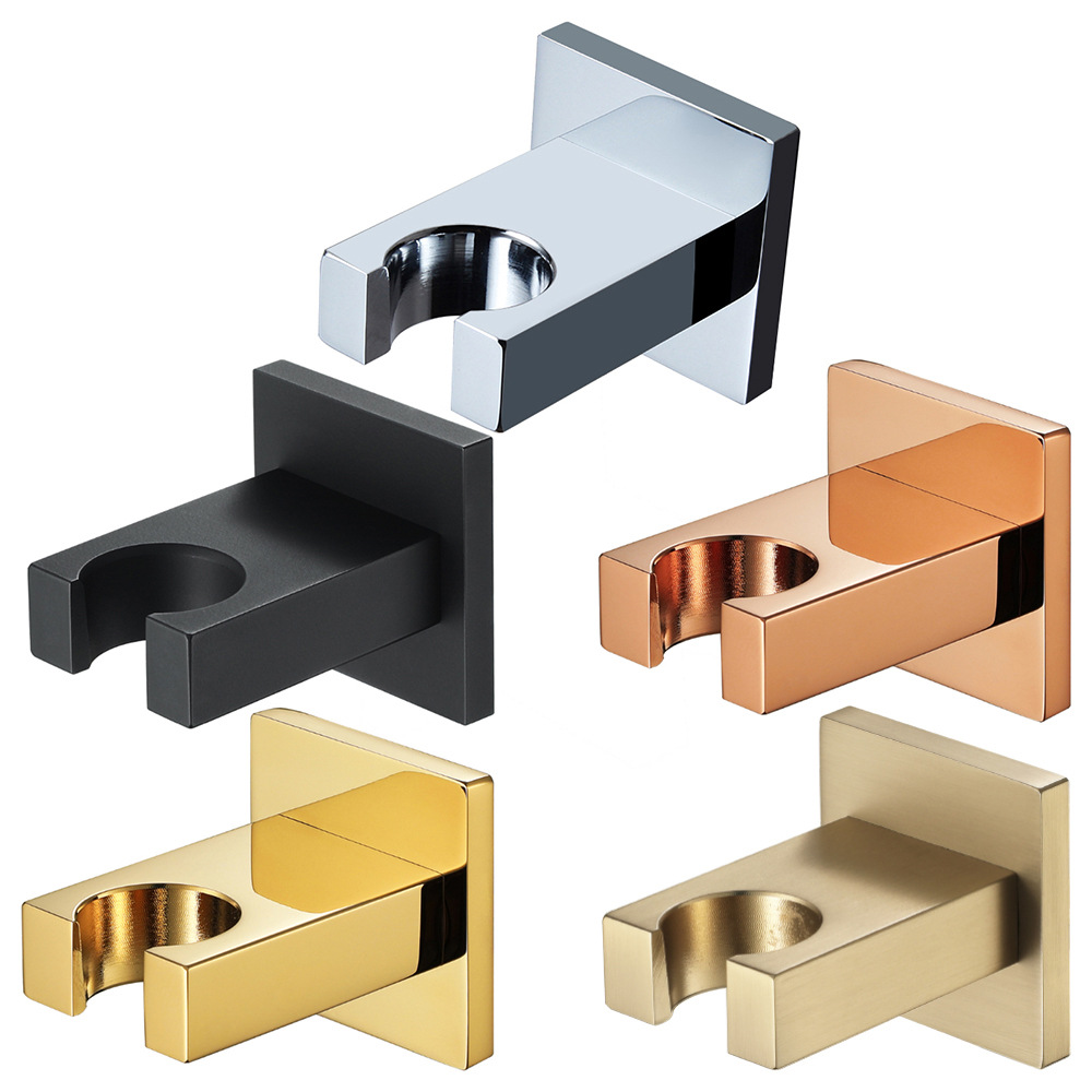 HIDEEP showerhead base without water inlet, chrome-plated black and gold copper square handheld showerhead bracket fixing seat Item Picture