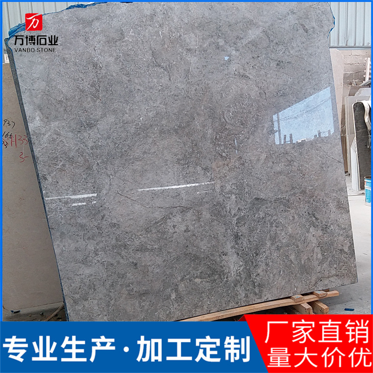 The interior staircase treads, steps, window sills, threshold stones, water barriers and background walls are made of natural marble in ancient castle grey Specification drawing