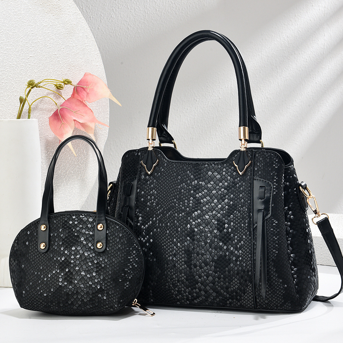 Retro snake pattern bag, versatile handbag, 2025 new style, trendy and high-end fashion, single-shoulder crossbody dumpling bag full figure