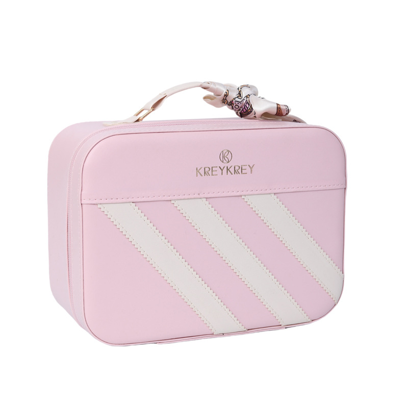 New popular makeup bag for women, portable large-capacity makeup mirror, large-sized storage bag, travel hand-held makeup case Item Picture