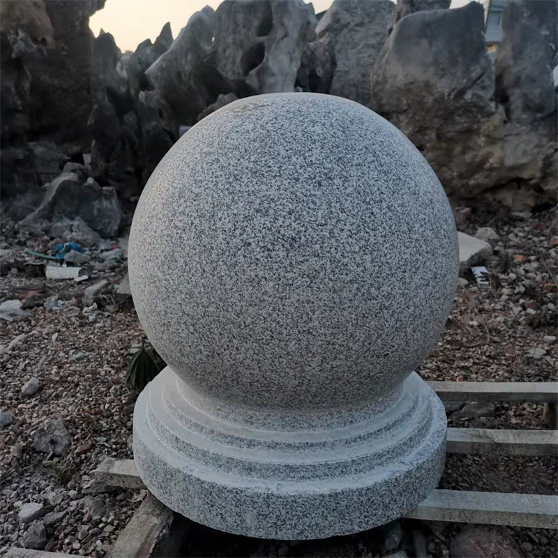 Stone ball roadblocks, square car barriers, marble balls, school anti-collision stone piers, round balls, natural granite car barrier door piers full figure