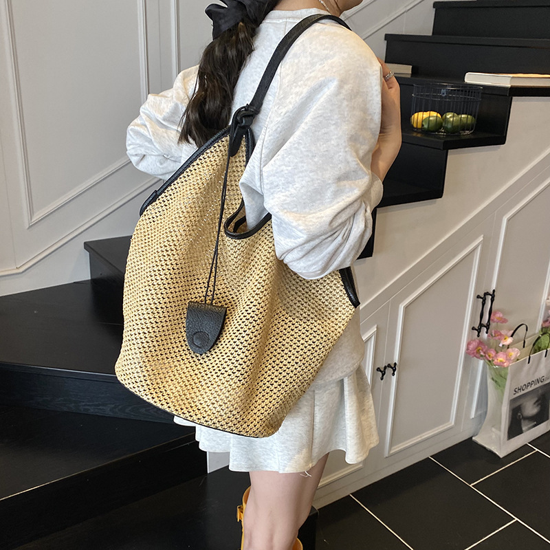 Large-capacity woven tote bag for women, new summer 2025, versatile commuter underarm bag, niche design, single-shoulder bag trend Specification drawing