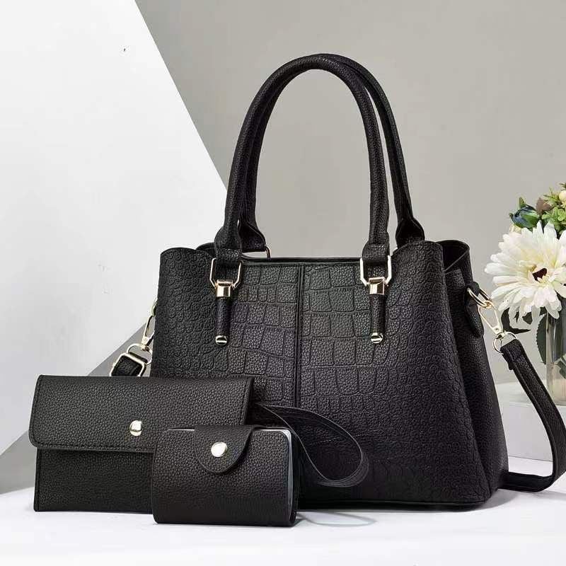2024 New style women's bag, crocodile print Korean style trendy three-piece set, mother and child bag, versatile single-shoulder crossbody handbag Item Picture