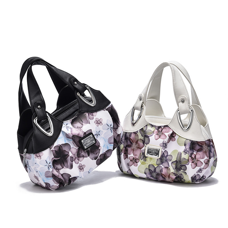 New 2024 printed women's bag, simple soft leather handbag, large capacity, trendy for middle-aged moms Specification drawing