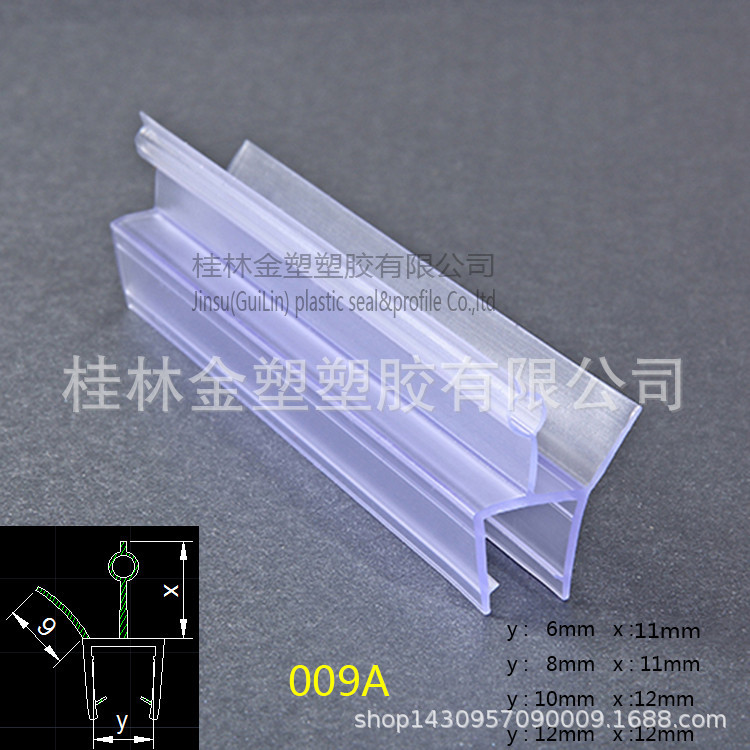Factory direct supply of bathroom plastic accessories, thickened bathroom glass door lower water barrier strip, shower room bottom sealing strip Specification drawing