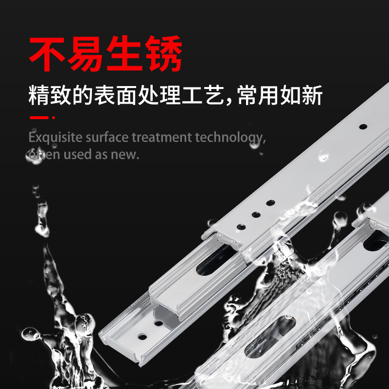 35-wide double-layer stainless steel slide rail, three-section rail, high-temperature resistant, pull-out, silent buffer, high-precision telescopic industrial guide rail Application Scenario