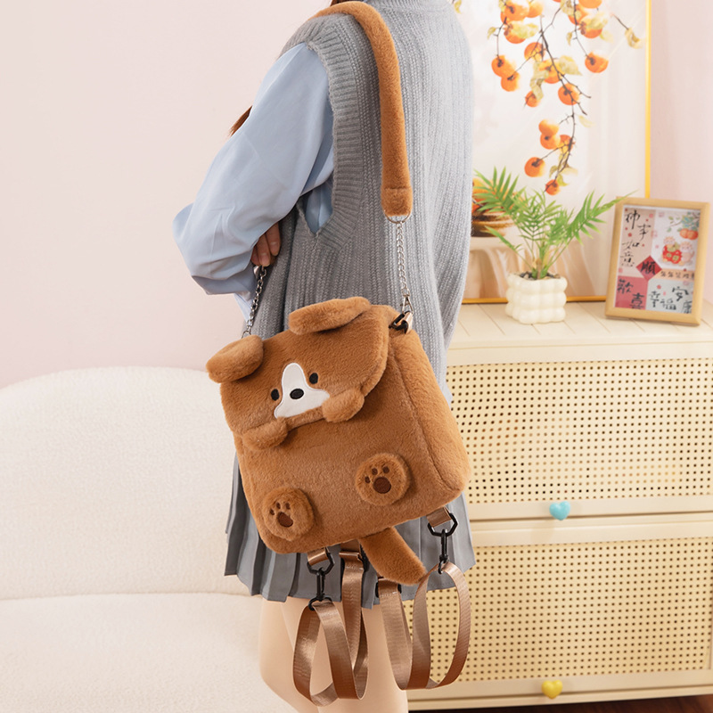 Japanese-style soft and cute flip-top water lazy versatile multi-functional backpack, girlish commuting large-capacity crossbody backpack for travel Specification drawing