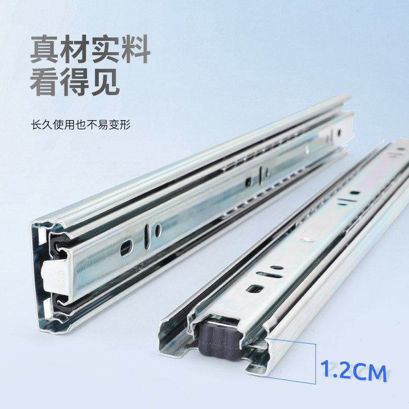 Factory wholesale drawer slide rails with damping hardware accessories, hardware furniture slide rails, three-section rails, cabinet rails details Picture
