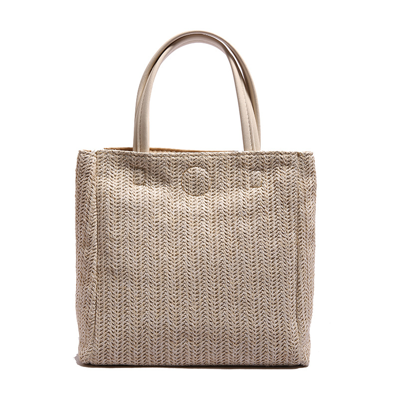 2025 New summer color-blocking versatile hand-woven bag, large-capacity simple handbag, straw woven bag, tote bag Item Picture