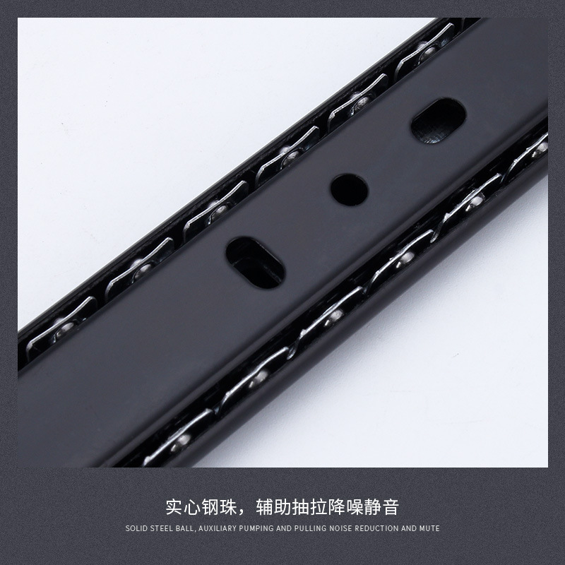 Factory 27 wide thickened 2710 furniture two-section slide rail, slide rail, storage box, dish rack slide rail, steel ball two-section track Application Scenario