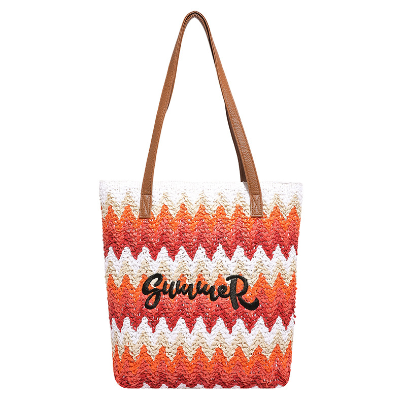 Women's 2025 new style woven bag, seaside vacation single-shoulder underarm bag, large capacity tote bag, commuter straw woven bag Item Picture