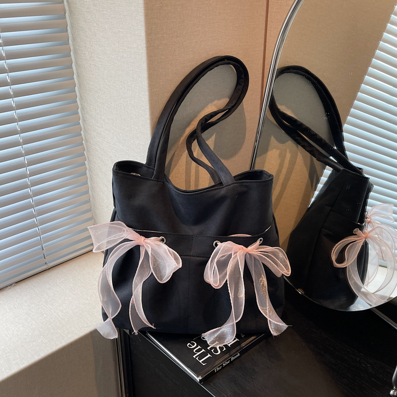 Korean design bow large-capacity bag for women 2025 new trendy and fashionable tote bag and underarm bag full figure
