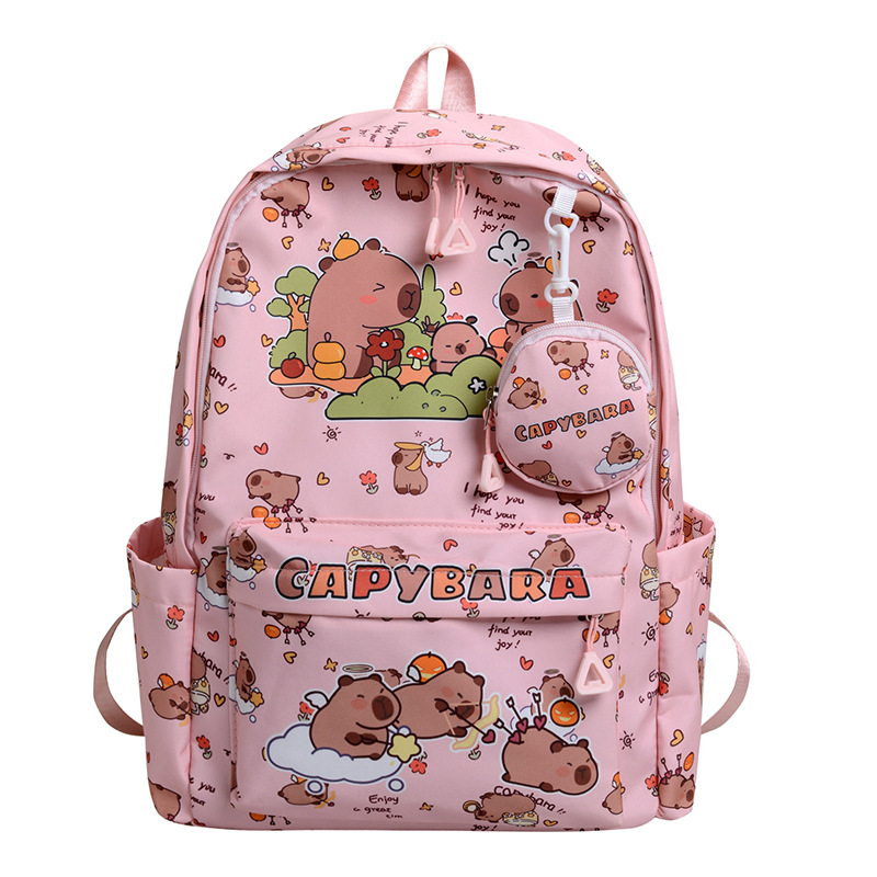 Wholesale of new cross-border cute Kapibara schoolbags, large-capacity backpacks for girls, and lightweight schoolbags for junior high school students Item Picture