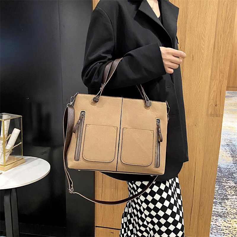 Cross-border large-capacity women's bag, 2024 new trendy casual tote bag, versatile ins single-shoulder hand-carry large bag Specification drawing