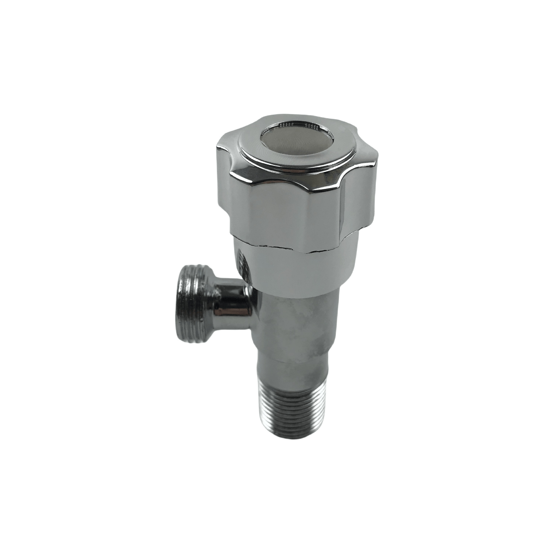Electroplated stainless iron Angle valve, one inlet and one outlet, 4-point toilet Angle valve, DN15 figure-eight stop valve factory Specification drawing